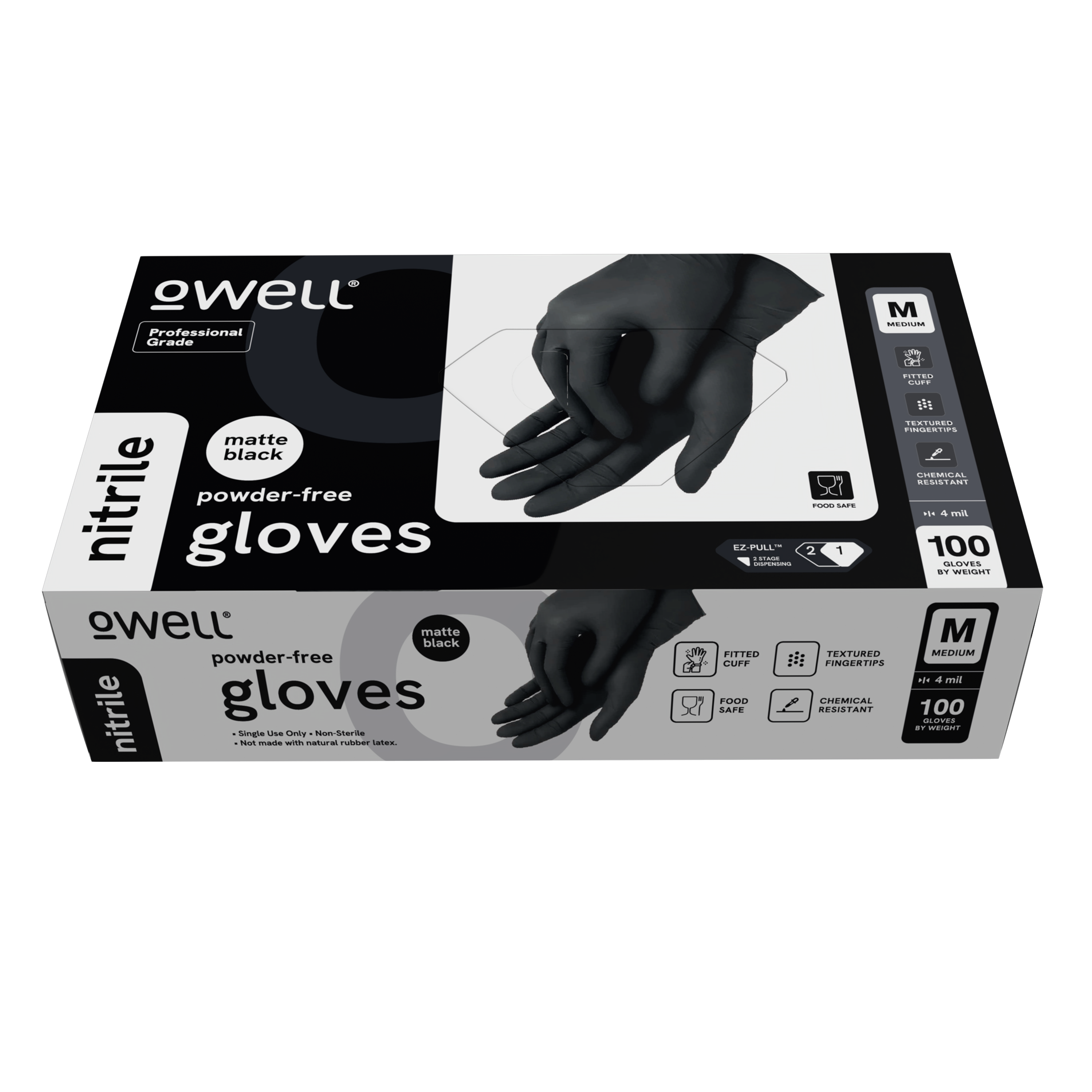 OWELL LLC - Wholesale Cleaning Gloves - OWELL Black 4mil Nitrile Disposable Gloves (100 Count)9