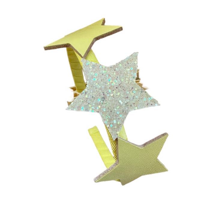 Happy Stars Gul Læder og glitter pandebånd for engroshandel hos ILLYTRILLY