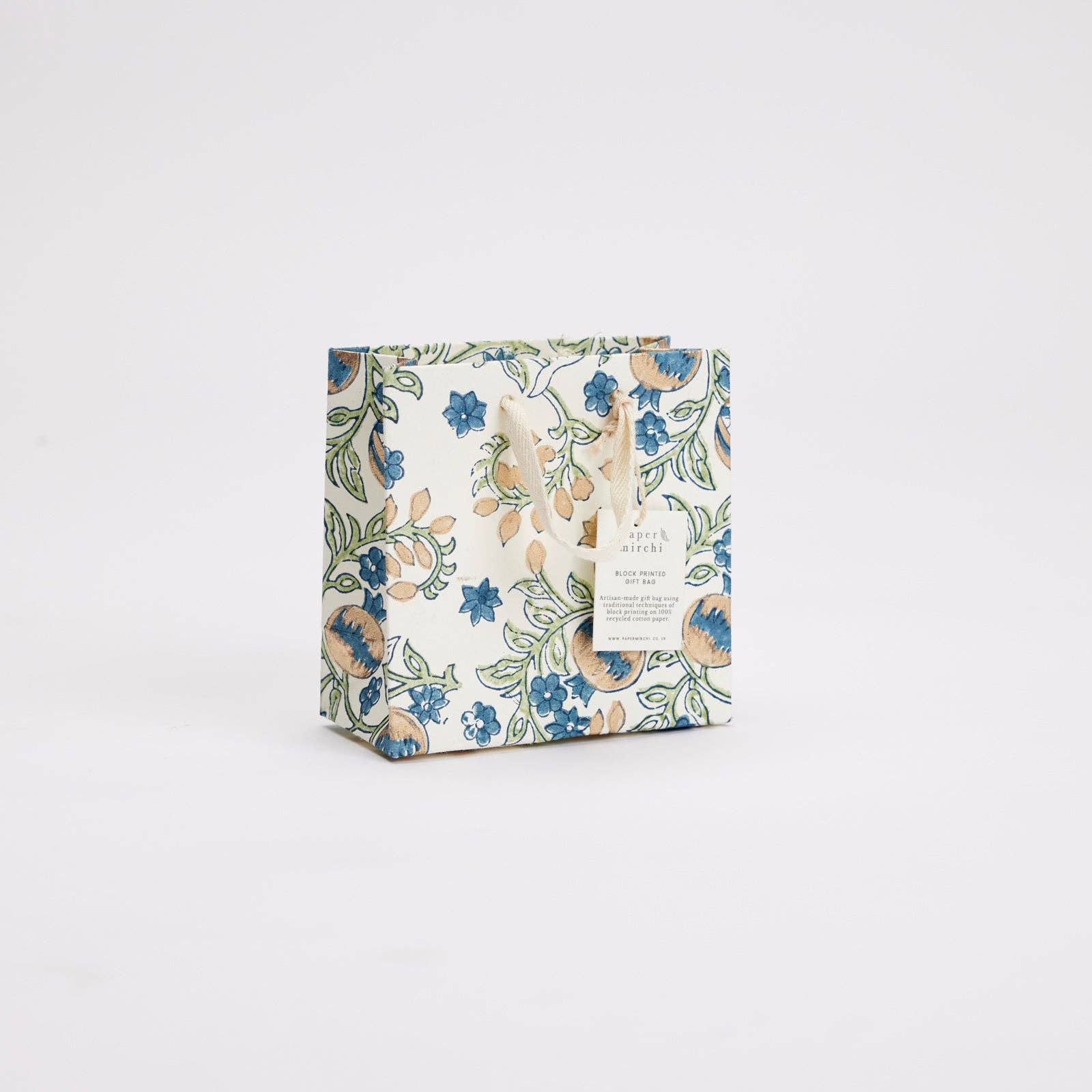 Paper Mirchi - Wholesale Gift Bag - Hand Block Printed Gift Bags (Small) - Indigo3