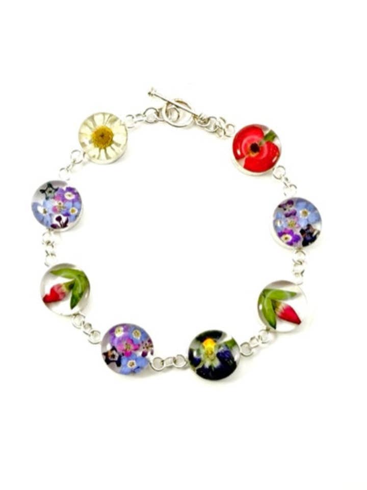Pulsera de eslabones con flores mixtas para venta al por mayor de Fresh Jewelry Co