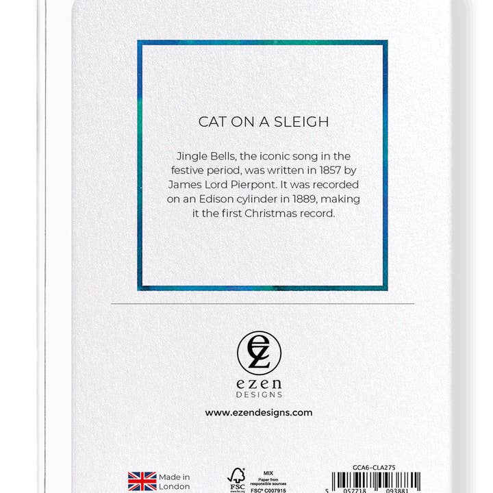 Ezen Trade - Wholesale Christmas Card - CAT ON A SLEIGH: Greeting Card1