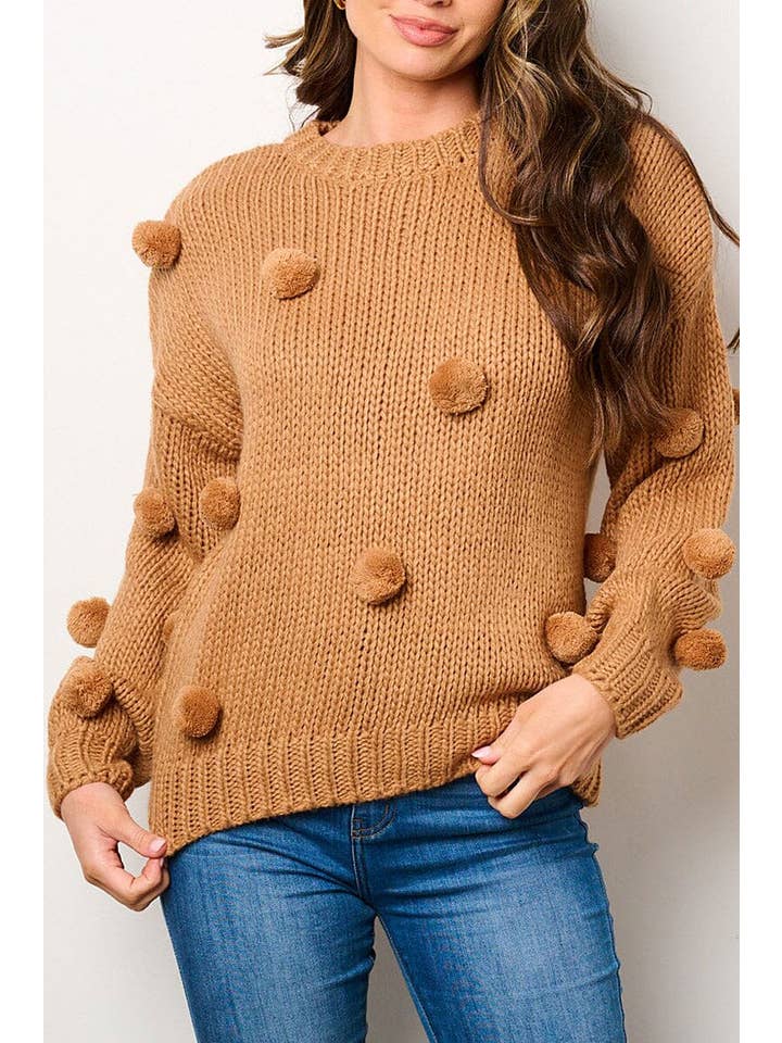 ROUSSEAU - Wholesale Knit Sweater - Women's - POM POM'S DETAILED PULLOVER SWEATER3