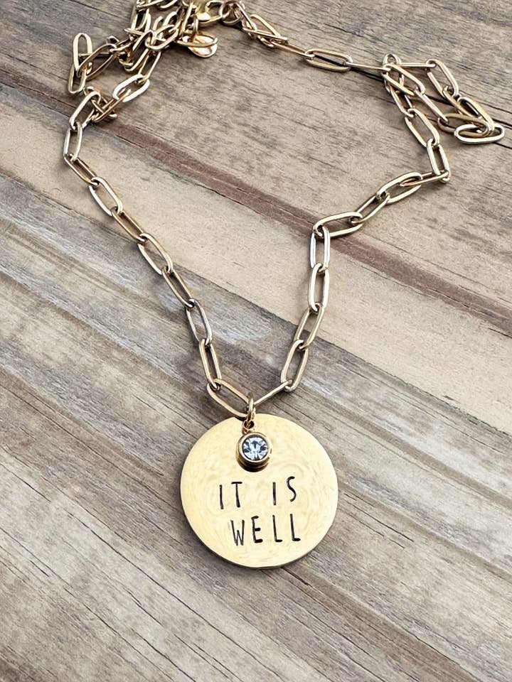 "It is well" - Hand-Stamped Necklace for wholesale by Kazuly Creations