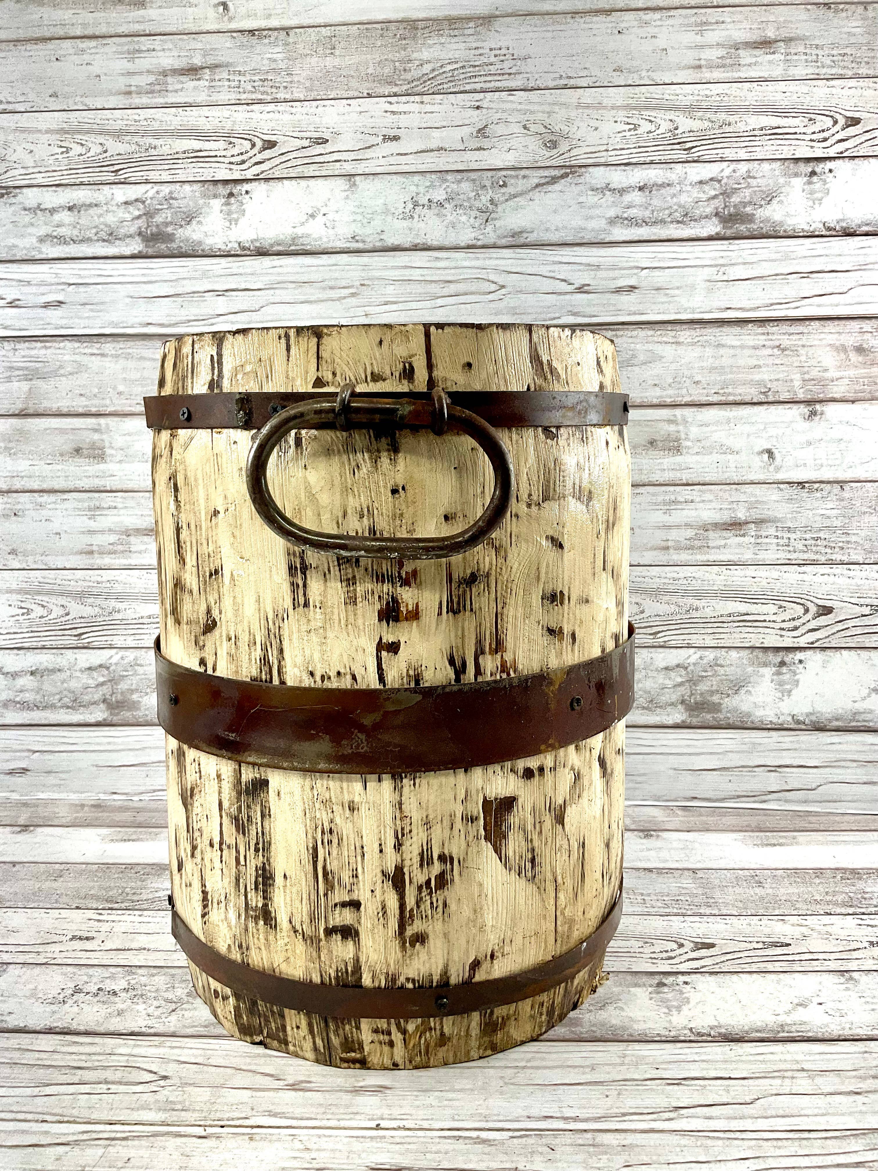 VALENTINA IMPORTS INC - Wholesale Bucket/Pail - Rustic Vintage Wood & Metal Barrel  ( Large Edition)4