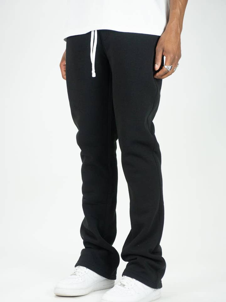 475 Fleece Staplade Träningsbyxor - Svart för wholesale av Rebel Minds