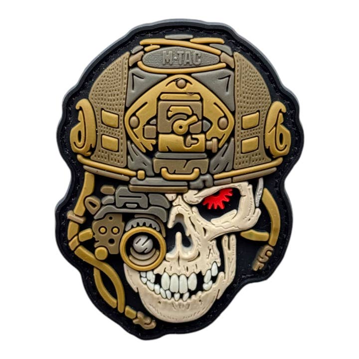Emblema Tático de Caveira em PVC – Emblema de Moral do Operador Dourado por atacado de ARTPATCHES