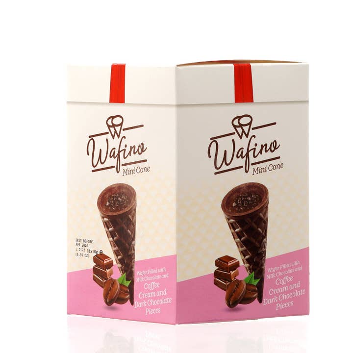 CÔNES DE GAUFRE WAFINO REMPLIS DE CHOCOLAT AU LAIT ET DE CRÈME AU CAFÉ pour la vente par Brands Store