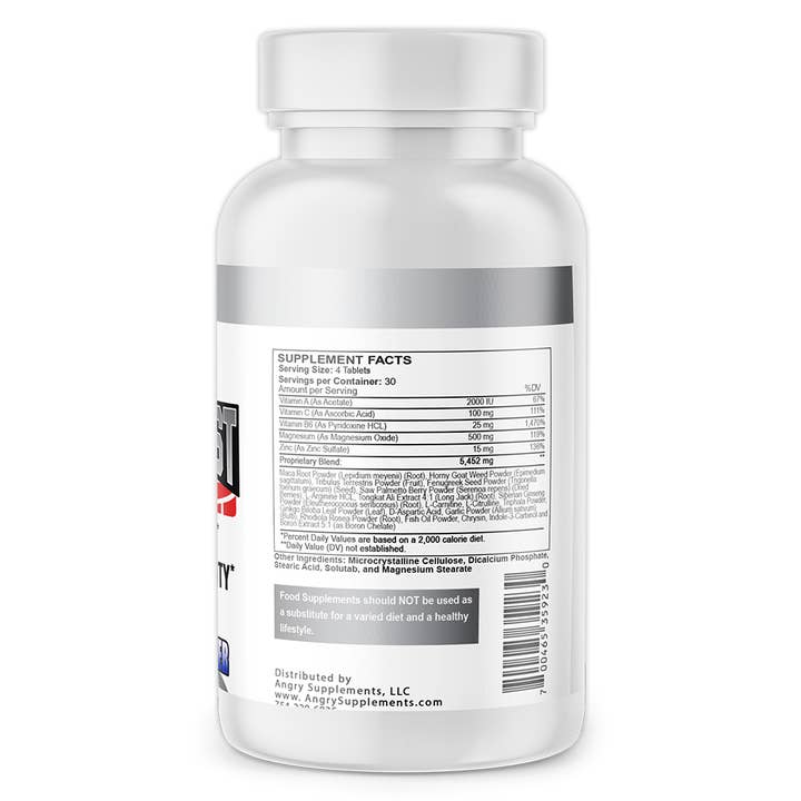 Angry Supplements - Wholesale Oral Supplement/Vitamin - Monster Test Testosterone Booster for Men, 6,000+ mg