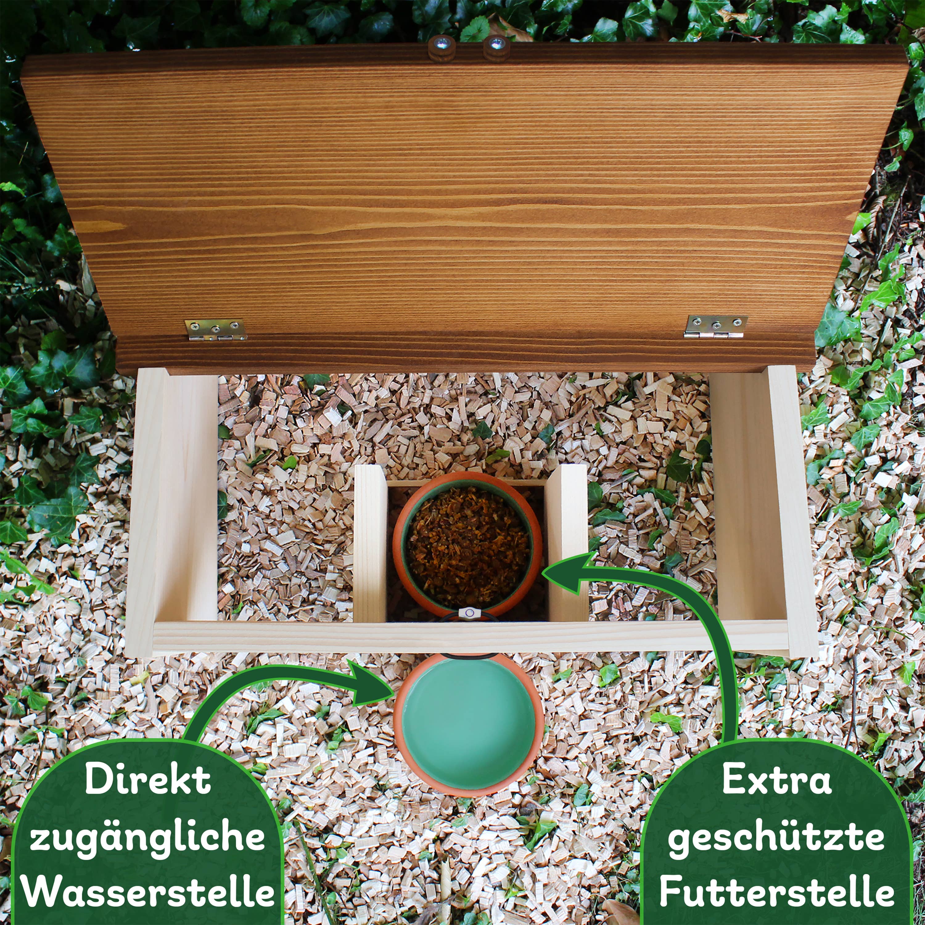 Erdenfreund - Wholesale Pet Bowl - Cat/Dog - ERDENFREUND® Hedgehog Feeding House with Rat Flaps2