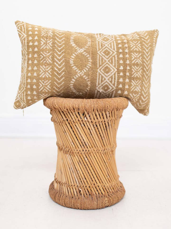 Dark Mustard Mudcloth Small Lumbar Pillow 101 for wholesale by DK Renewal