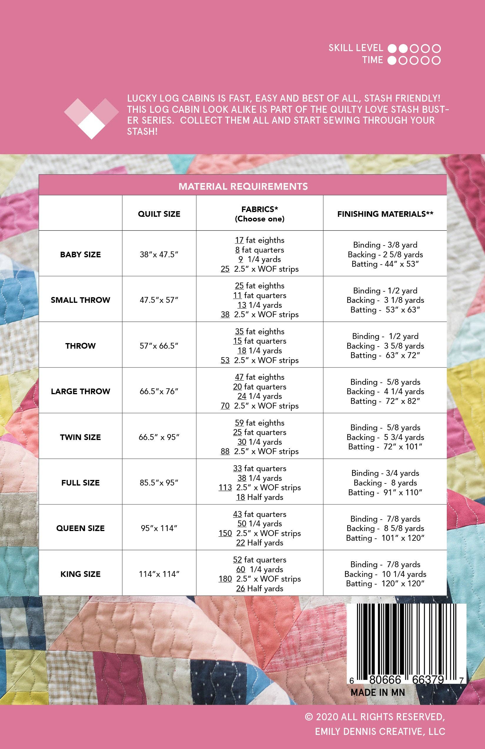 Quilty Love - Wholesale Craft Sewing Kit - Lucky Log Cabins PAPER Quilt Pattern16