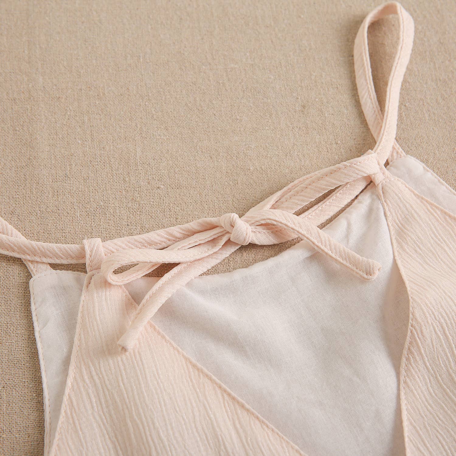 Beige Plain Chiffon Long Strappy Girl's Jumpsuit for wholesale on Faire4