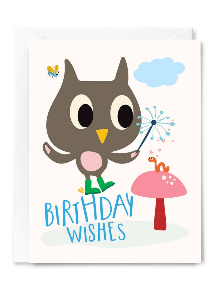 Happy Birthday Owl Wishes Greeting Card for wholesale by Happy Just Happy