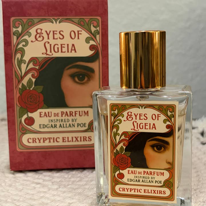 Parfum littéraire féminin "Les Yeux de Ligeia" d'Edgar Allan Poe pour la vente par Cryptic Paper Co.