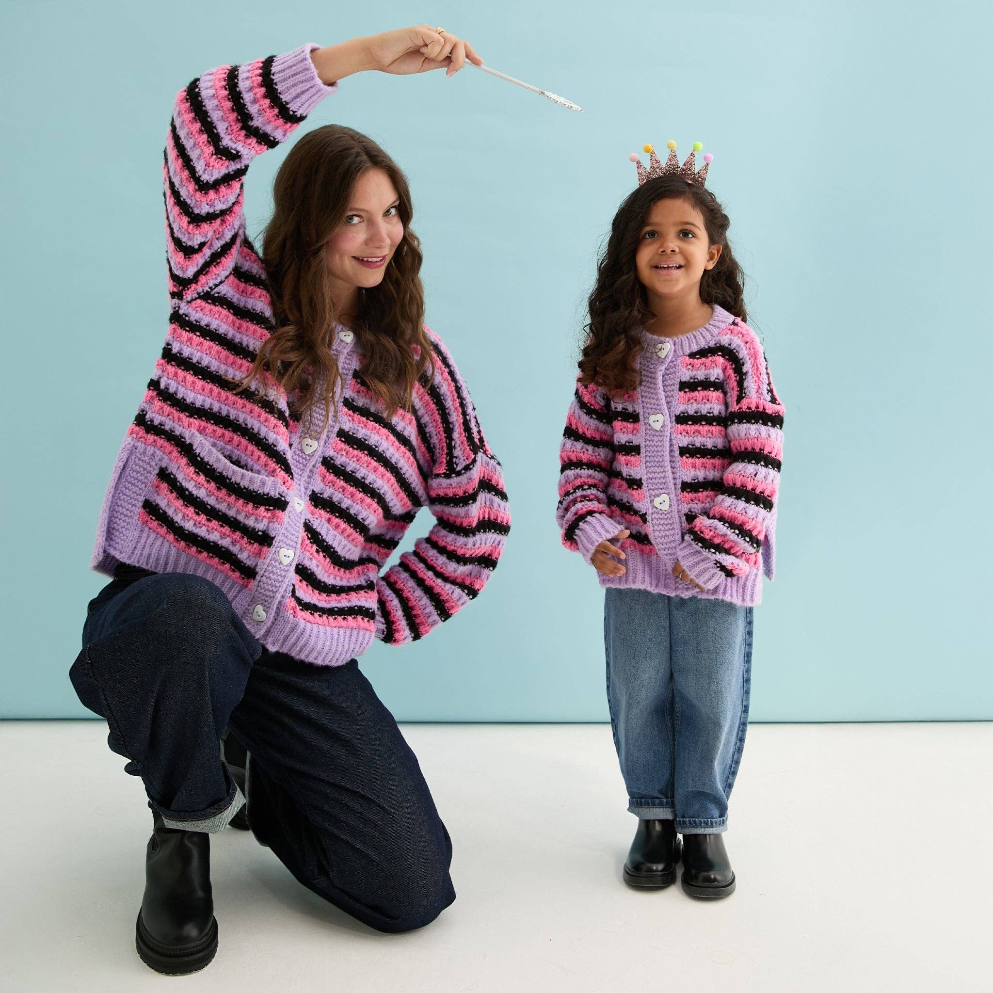 Cara & The Sky - Wholesale Cardigan - Women's - Bernice Stripe Cross Stitch Cardigan - Lilac13