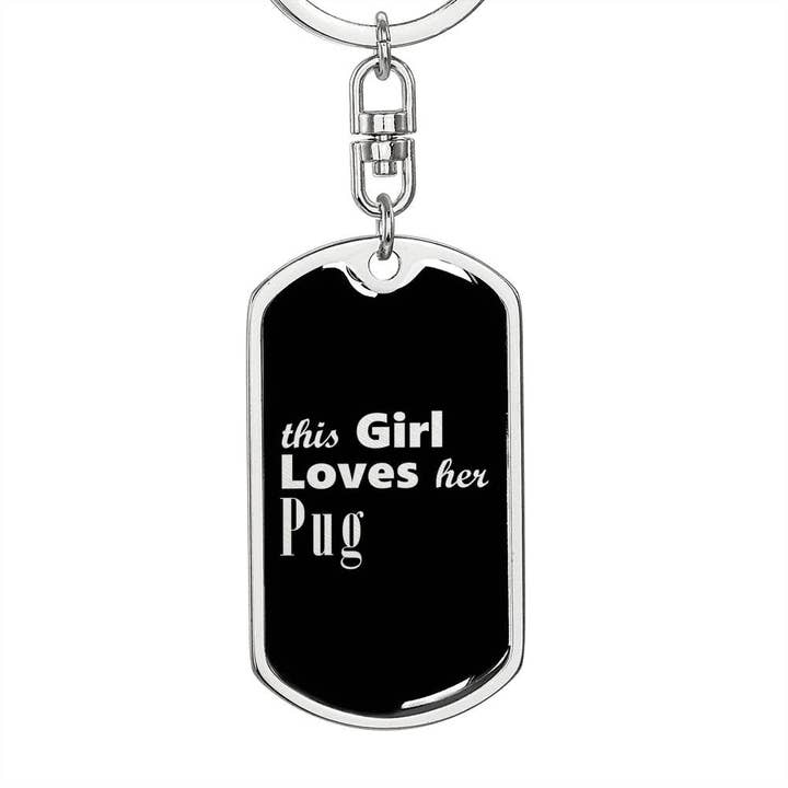 Pug v2 - Luxury Dog Tag Keychain for wholesale by Unique Gifts Store