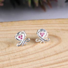 My Olivia - Wholesale Stud/Post Earrings - Fuchsia Earring Str.s1