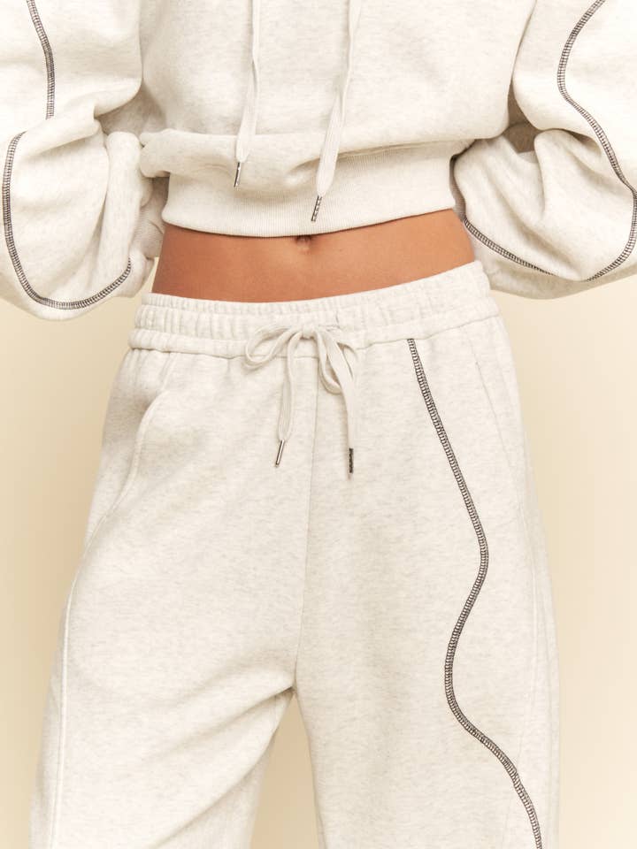Davi & Dani - Wholesale Top & Pant Set (NOT Loungewear) - Women's - HOODIE DRAWSTRINGS WIDE LEG SWEATPANTS PANTS SET14