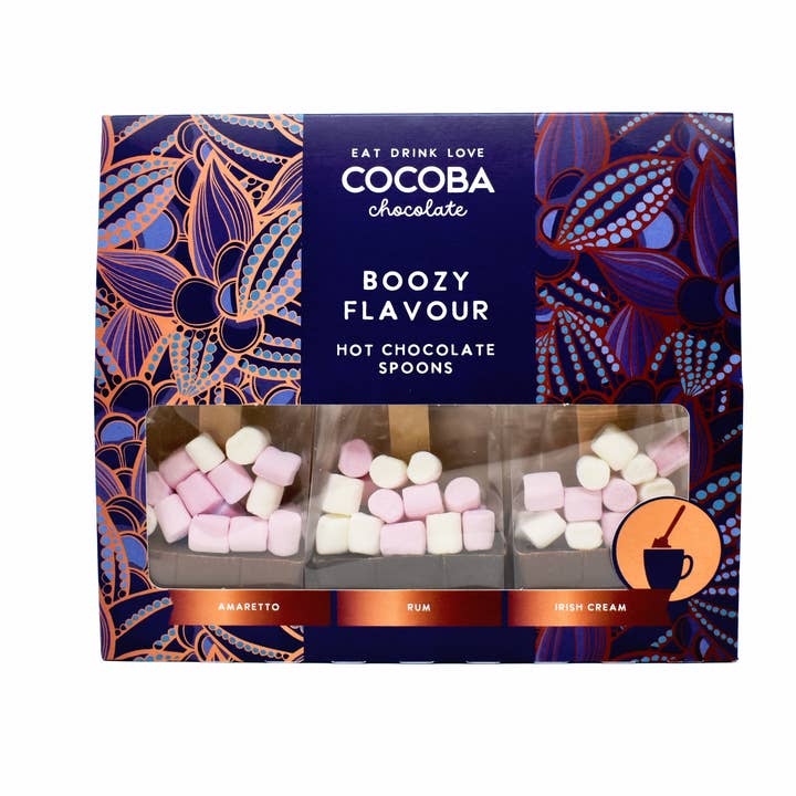 Gift Set of 3 Boozy Hot Chocolate Spoons with Marshmallows for wholesale by Cocoba