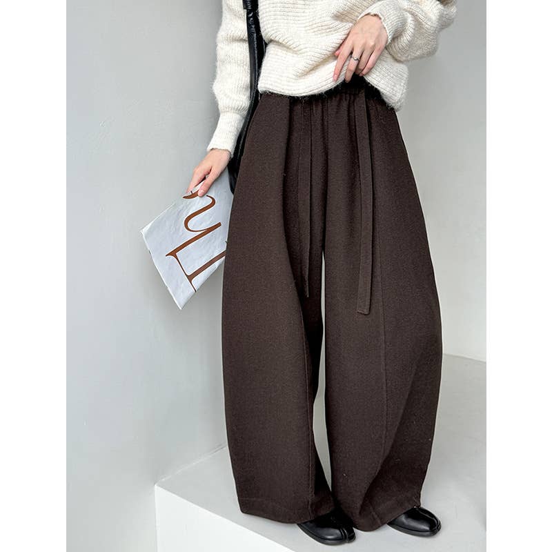 UZ Wholesale Store – wholesale Byxor - Dam – Högmidjade vida byxor i enfärgat2