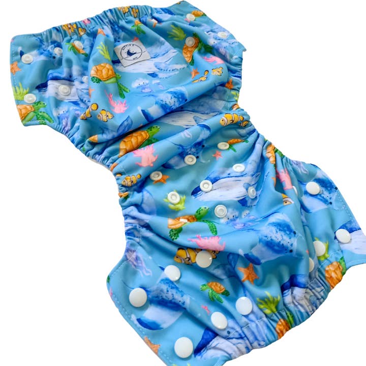 Little E & Co - Wholesale Swim Diaper - Baby - REUSABLE SWIM NAPPY & MINI WET BAG COMBO ~ OCEAN