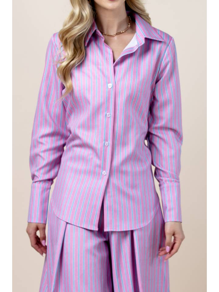 Imprimir T1623-5581-Camisas con cuello de rayas y lazo trasero Solace de venta al por mayor en Faire3