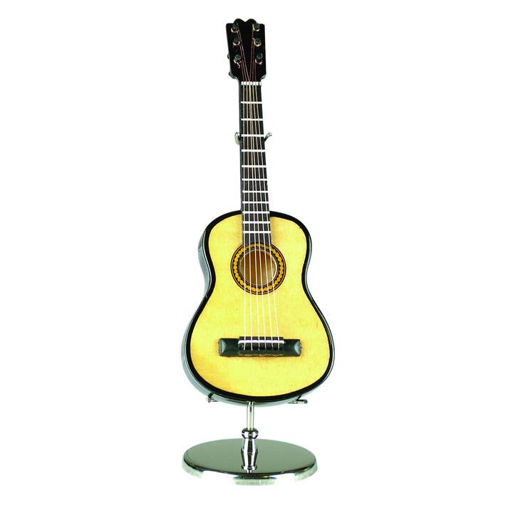 Steel String Guitar Music Box with Stand & Case for wholesale by Broadway Gifts Co