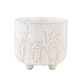 Napco - Wholesale Plant Pot - Planter, Footed White w/ Floral Vines Item # 225920