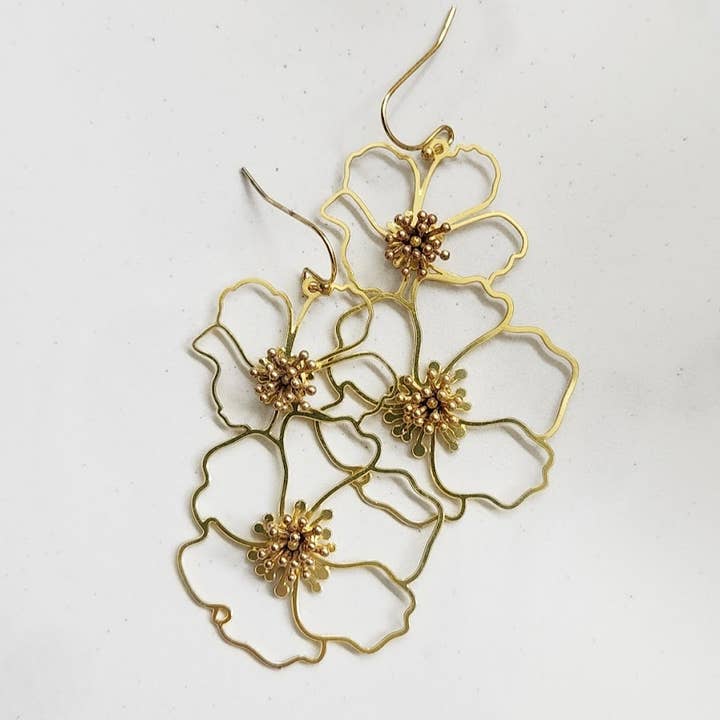 Poppy Flower Dangle and Drop Earrings for wholesale by Sara Sela Jewelry