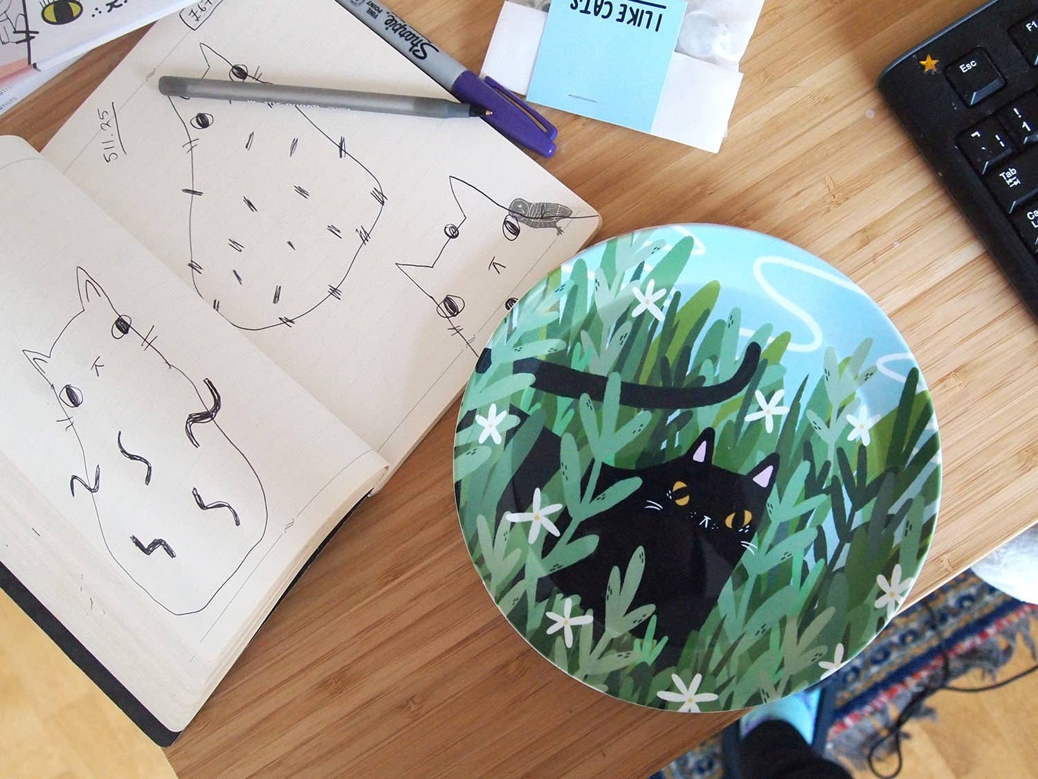 I LIKE CATS - Wholesale Dinner plate - Black Cat Snack Sized Plastic Plate3