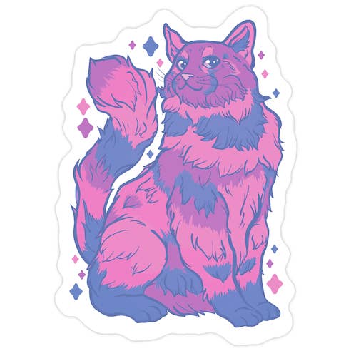 LookHUMAN - Wholesale Sticker - Bisexual Pride Cat Sticker