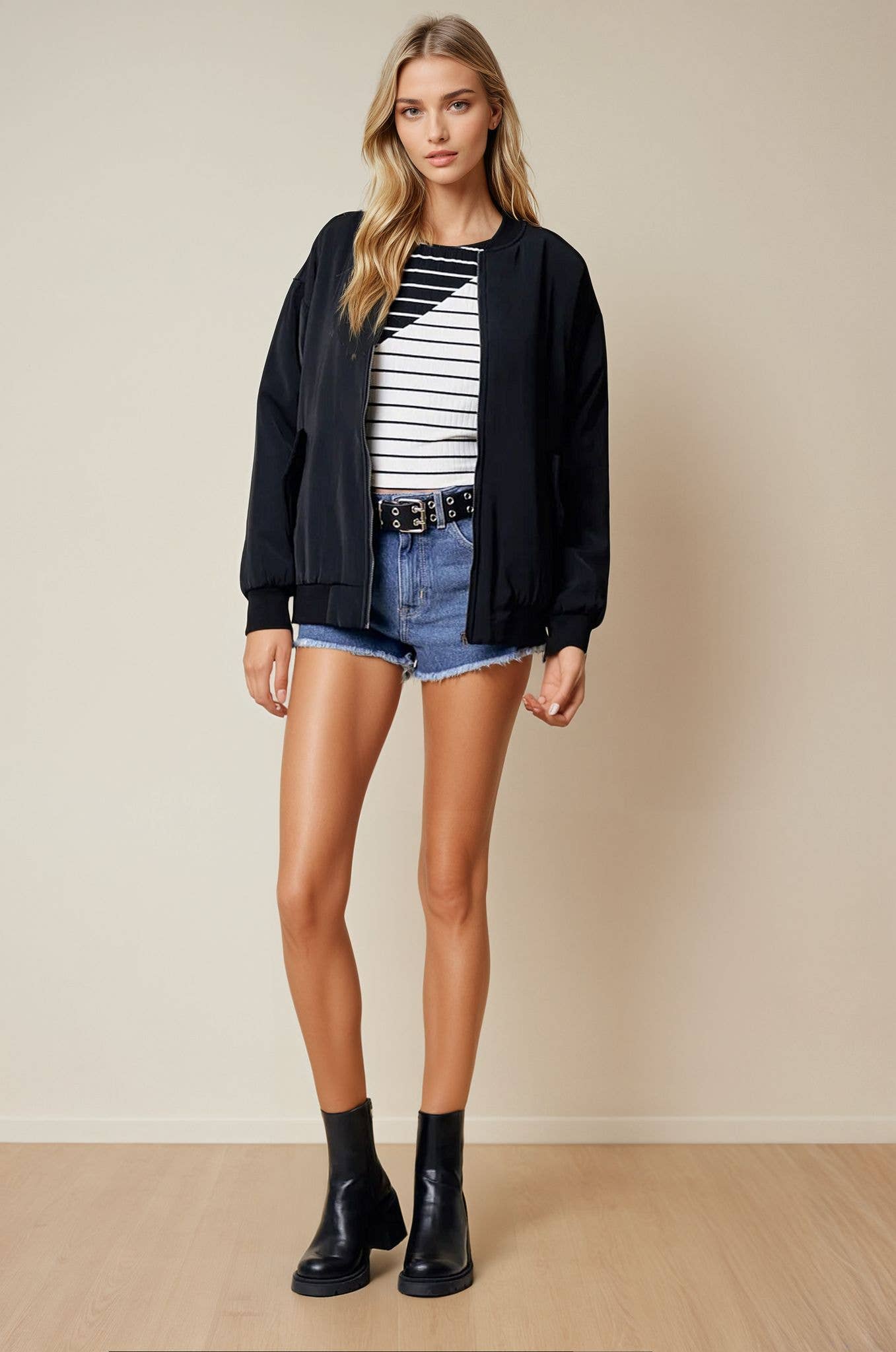 Doe and Rae - Wholesale Bomber Jacket - Women's - Drop Shoulder Bomber Jacket - 10260J-13