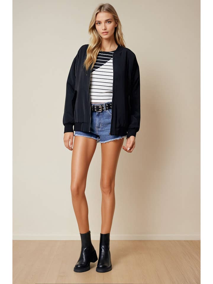 Doe and Rae - Wholesale Bomber Jacket - Women's - Drop Shoulder Bomber Jacket - 10260J-13