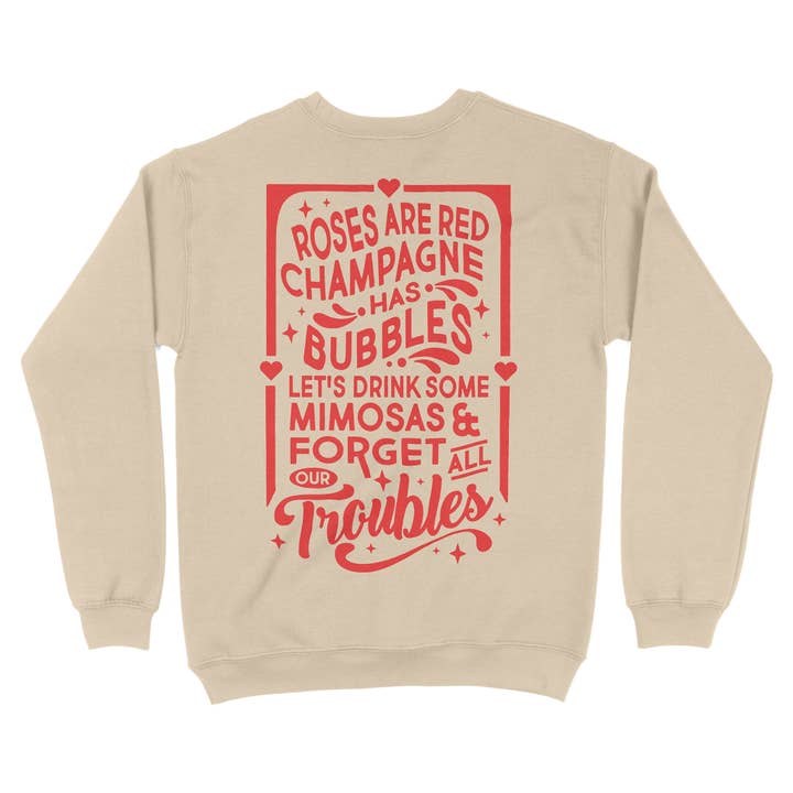 femfetti - Wholesale Sweatshirt - Women's - Champagne Has Bubbles Front and Back Sweatshirt