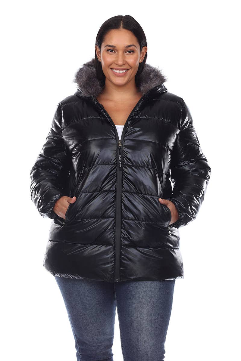 WHITE MARK - Vente Manteau – femme - Doudoune métallisée grande taille avec capuche