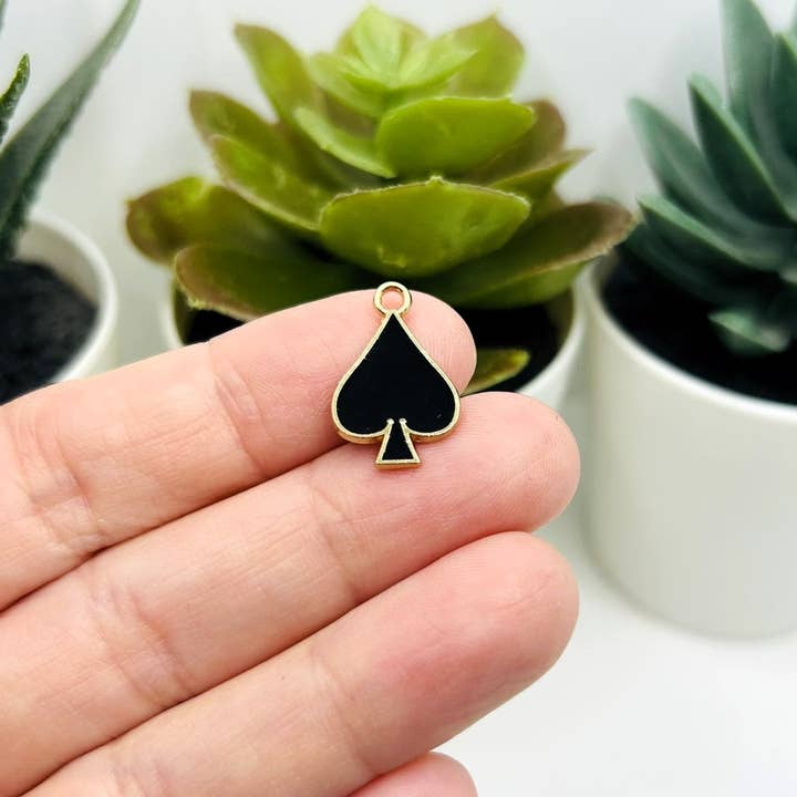 Guerrilla Charm - Wholesale Individual Charm/Pendant - Black Playing Card Spade Charms, 18.5x12.5mm1