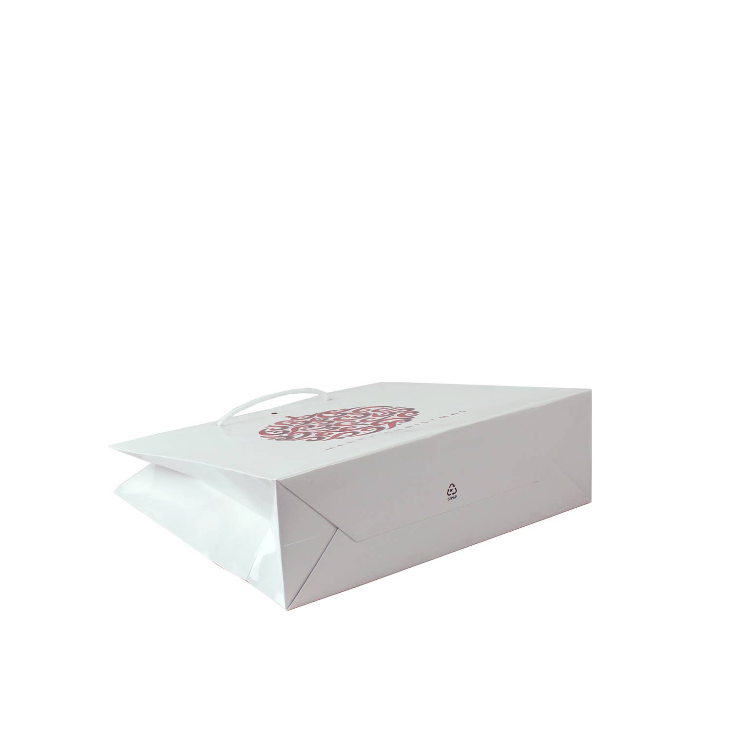 White Merry Christmas - Luxury Paper Bag 32+10x27 for wholesale on Faire2