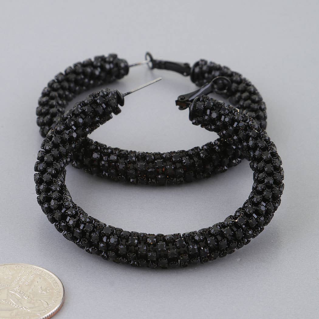 3AM BY H&D ACCESSORIES - Wholesale Hoop Earrings - Bejeweled Tube Hoop Earrings