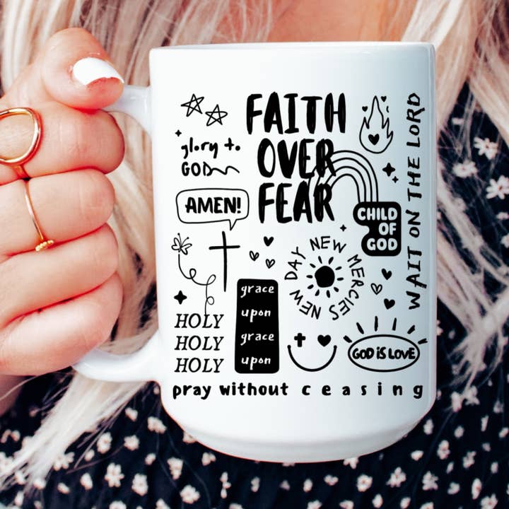 Faith over fear mug, Christian mug, Christian gift, mug for wholesale by Mug and Mini