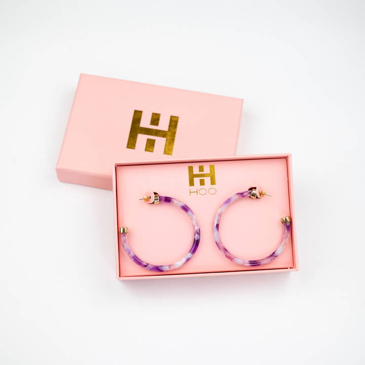 Lightweight Large Hoop Earrings - Orchid Lei for wholesale by Hoo Hoops