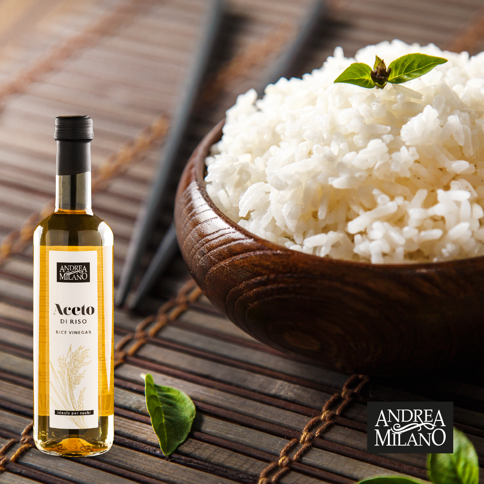 Andrea Milano – wholesale Vinäger – Italiensk risvinäger 5% glasflaska 500 ml3