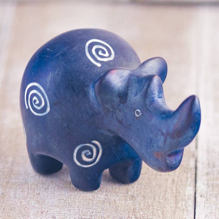 Soapstone Rhino Dark Blue for wholesale by Mr. Ellie Pooh