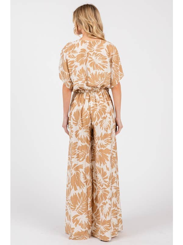 Final Touch - Wholesale Pants - Women's - Print Elastic Waist Wide Leg Pants - VP3571