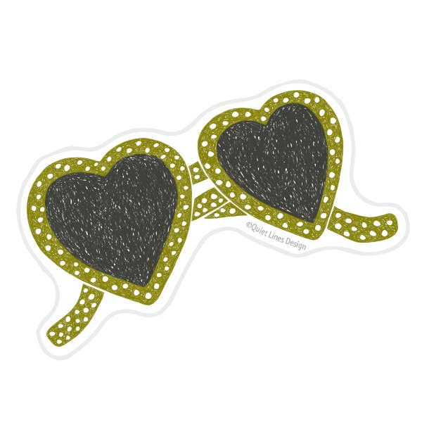 Heart Sunglasses Vinyl Sticker for wholesale by Quiet Lines Design