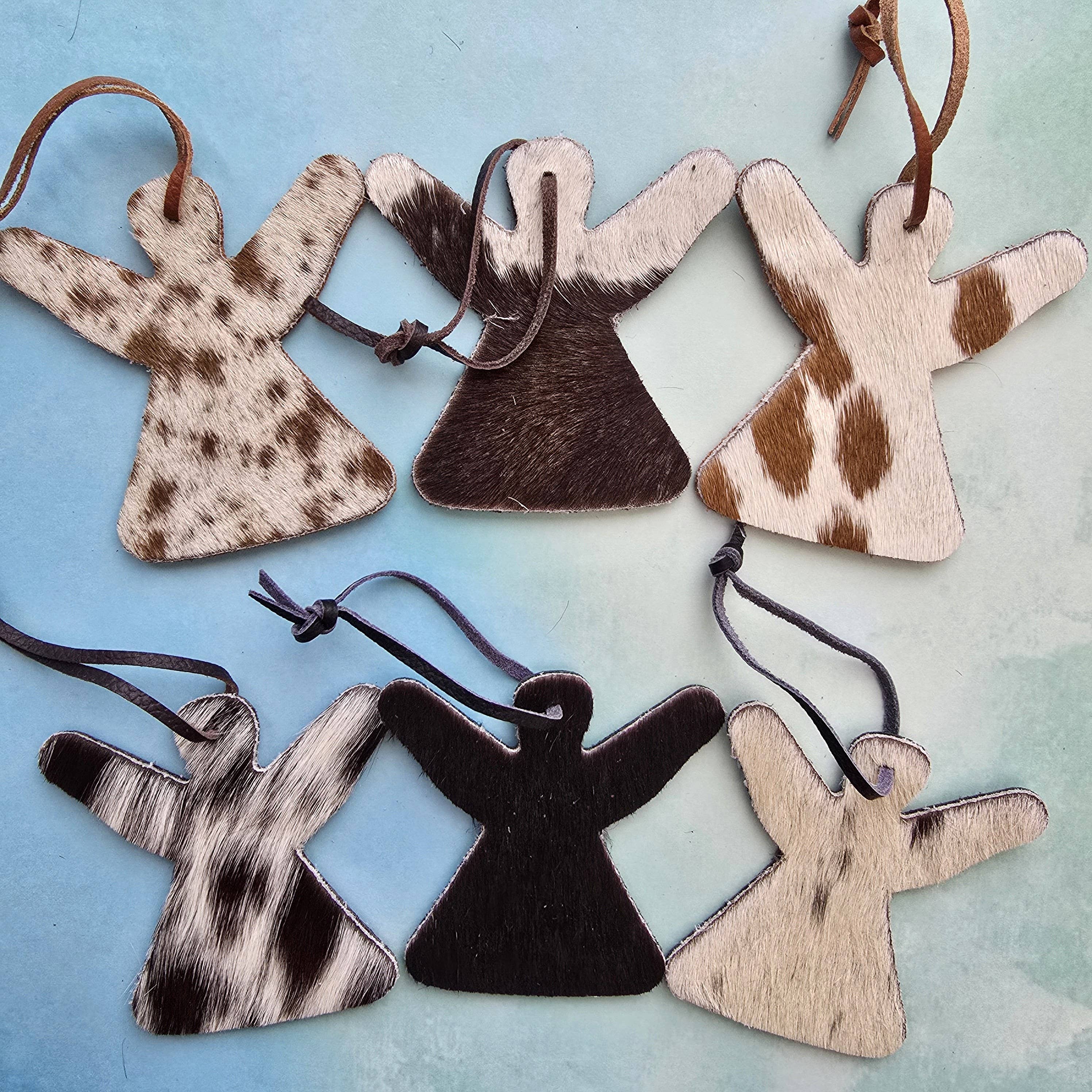 Ranchers Closet - Wholesale Keychain - Unisex - 10 Cowhide Christmas Angel Ornament – Real Cow Hide tag5