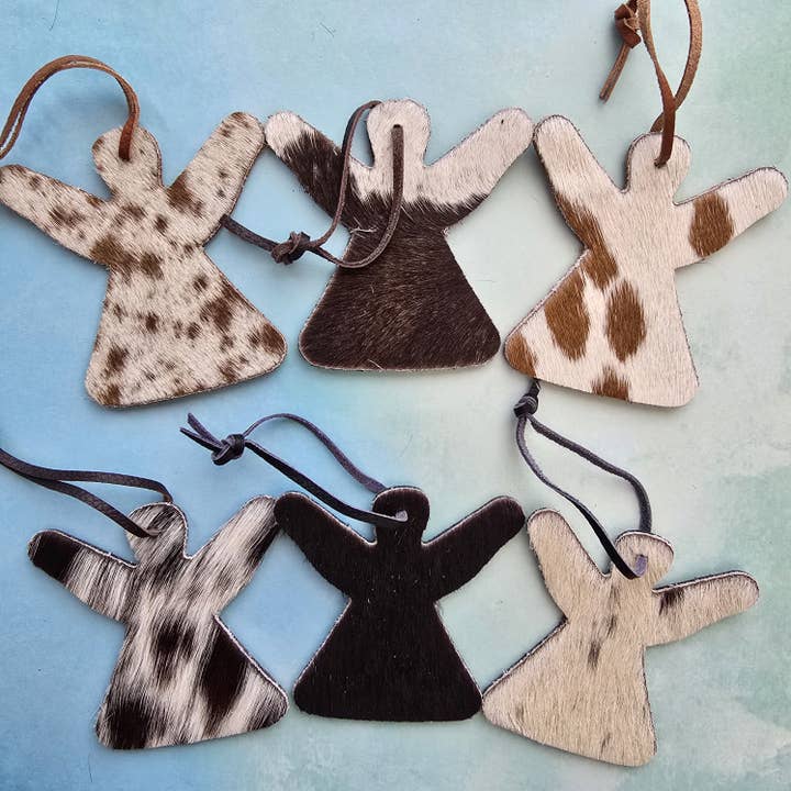 Ranchers Closet - Wholesale Keychain - Unisex - 10 Cowhide Christmas Angel Ornament – Real Cow Hide tag5