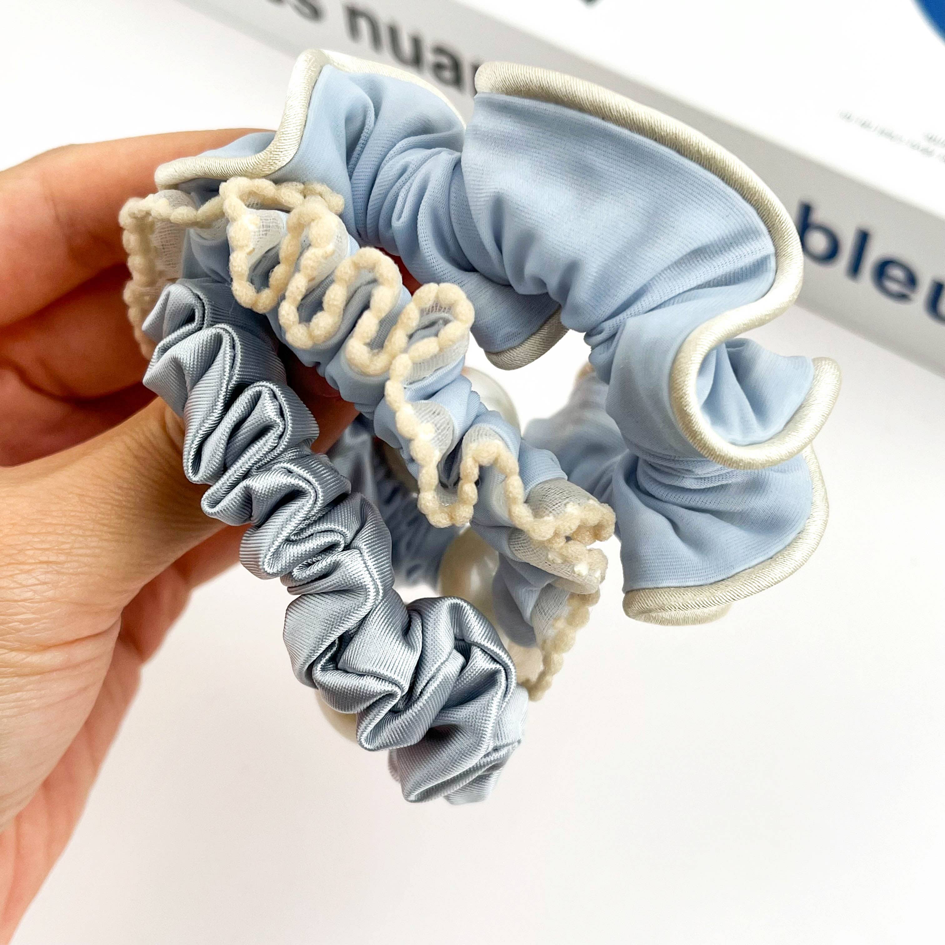 TheDivaSoap - Wholesale Hair Tie - Sweet Pearl Sky Blue Hair Tie, Elegant Ponytail Holder6