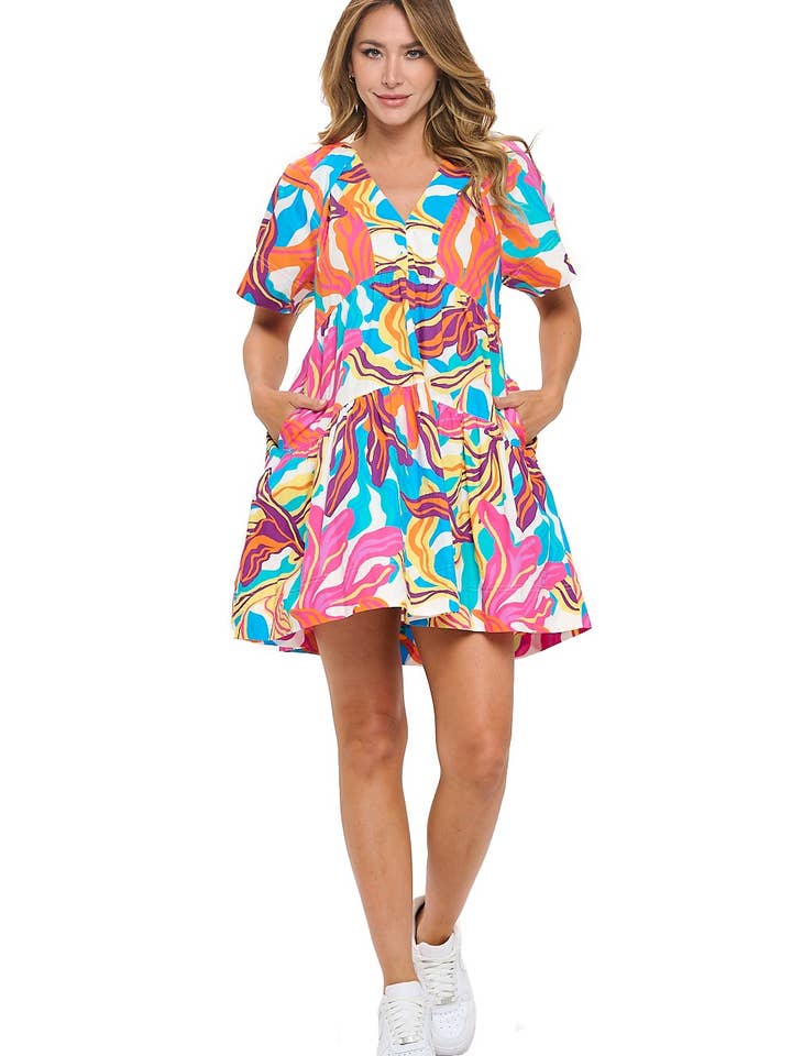 Abito Mini con Scollo a V Luna per la vendita all'ingrosso da parte di ARYEH