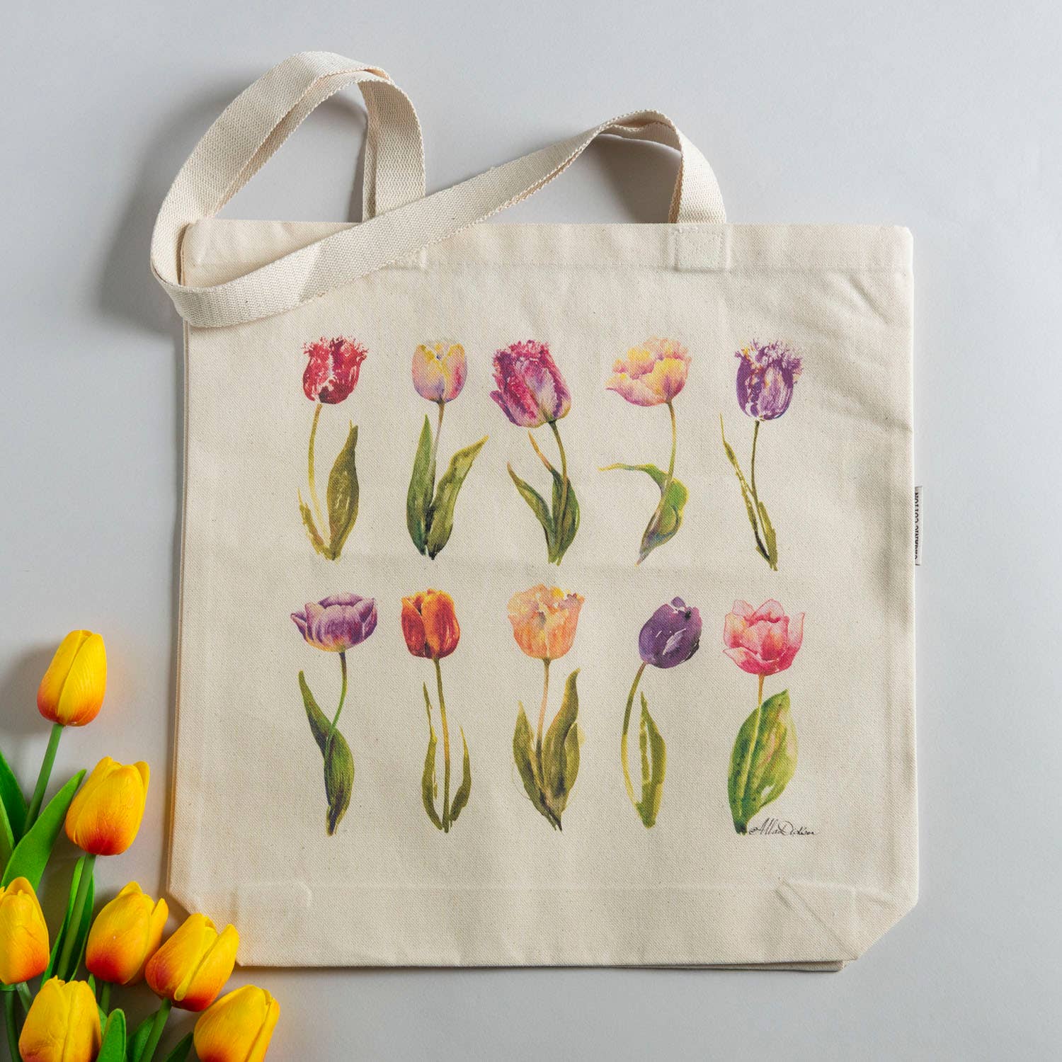 Alla Dickson Art - Vendita all'ingrosso Borsa tote - Donna - Borsa Libro Floreale Borsa Tulipano Borsa Tela Fiore Primavera7