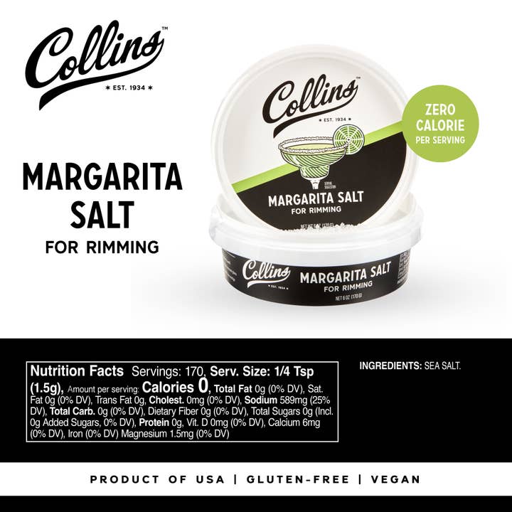 Collins - Wholesale Salt - White Glass-Rimming Margarita Sea Salt - 6 oz